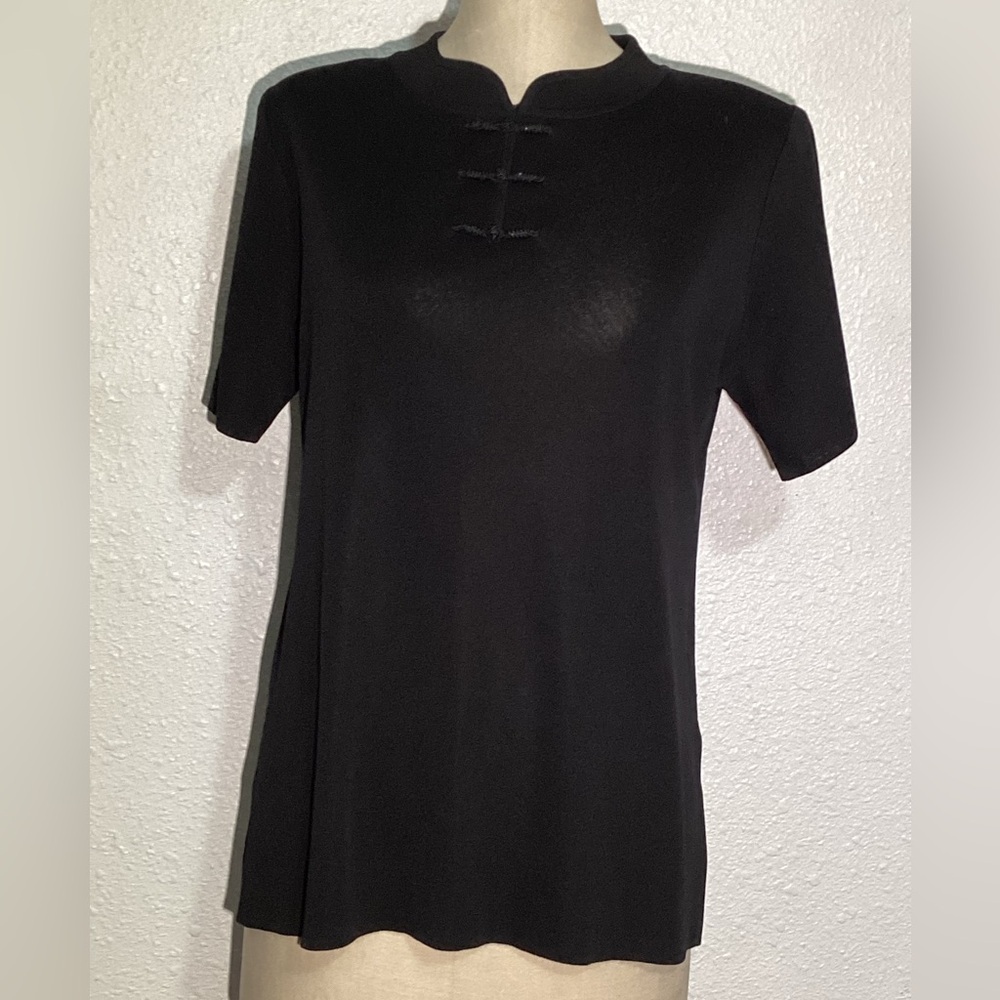 Misook black short sleeve blouse size petite medium